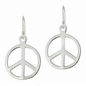 STERLING SILVER PEACE  SIGN DANGLE EARRINGS